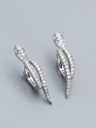 Platinum 925 Sterling Silver Cubic Zirconia Snake Dainty Stud Earring