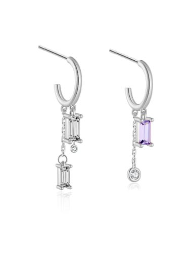 Platinum [White Stone] 925 Sterling Silver Cubic Zirconia Tassel Dainty Stud Earring