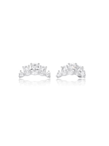 platinum 925 Sterling Silver Cubic Zirconia Irregular Dainty Stud Earring