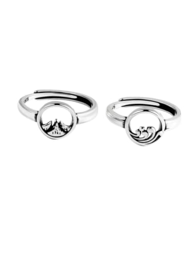 custom 925 Sterling Silver Geometric Minimalist Couple Ring