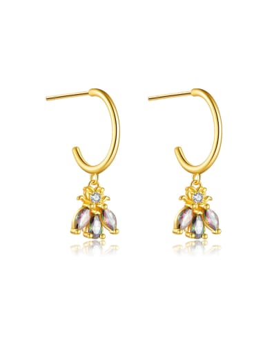18k Gold [Bee] 925 Sterling Silver Cubic Zirconia Tassel Dainty Hook Earring
