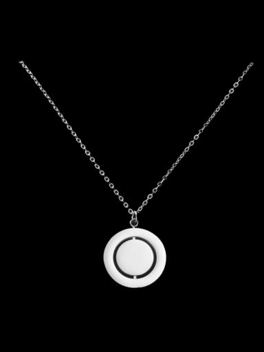 Steel color Stainless Steel Inner Layer Rotatable Double-Layer Geometric Disc Pendant Necklace
