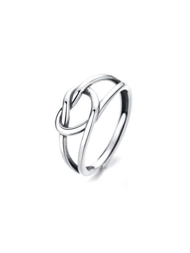 925 Sterling Silver Hollow  Heart Vintage Band Ring