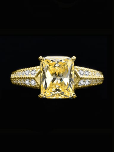 Yellow diamond 6 925 Sterling Silver High Carbon Diamond Geometric Luxury Band Ring