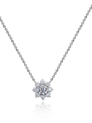925 Sterling Silver High Carbon Diamond White Flower Dainty Necklace