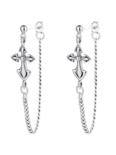 131fr anchor: about 2.7g 925 Sterling Silver Star Vintage Threader Earring