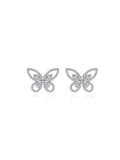 925 Sterling Silver High Carbon Diamond Butterfly Dainty Stud Earring