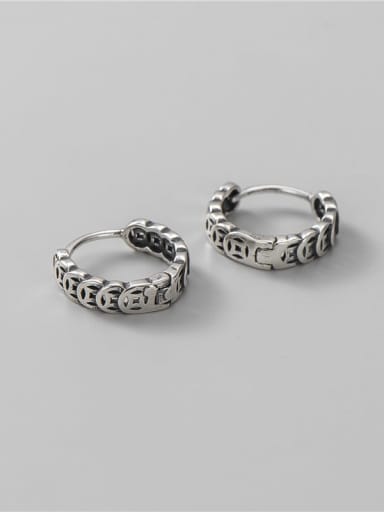 925 Sterling Silver Copper Coin Vintage Huggie Earring
