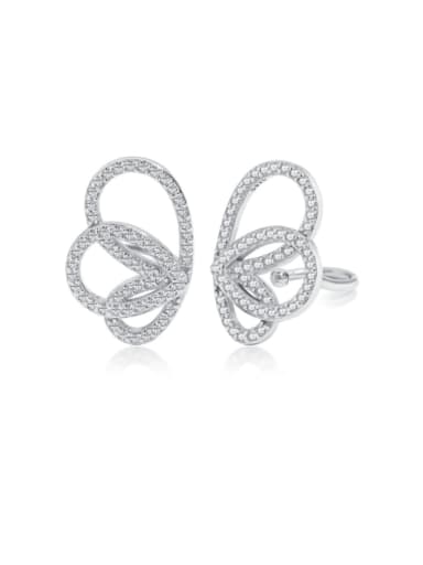 Platinum YC1E0006 925 Sterling Silver Cubic Zirconia Butterfly Statement Stud Earring