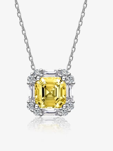 925 Sterling Silver Cubic Zirconia Square Luxury Necklace
