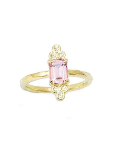 Gold +Pink 925 Sterling Silver Cubic Zirconia Geometric Dainty Band Ring