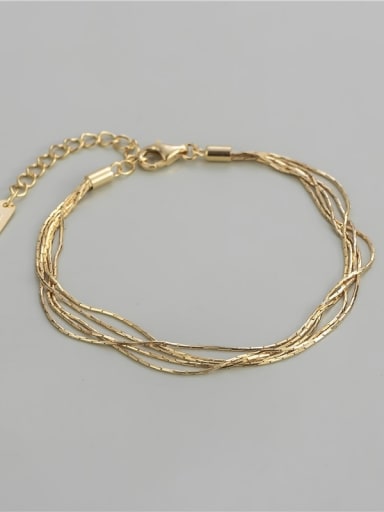 Gold 925 Sterling Silver Minimalist  Multilayer Chain Bracelet