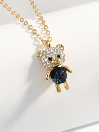 18k gold necklace 925 Sterling Silver Cubic Zirconia Cute Bear  Pendant