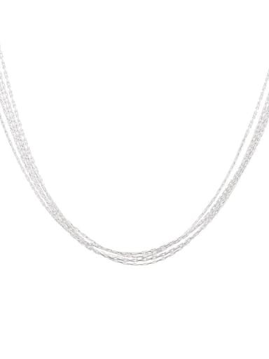 925 Sterling Silver Minimalist Multi Line  Strand Necklace