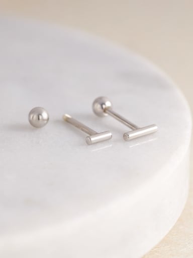 white gold 925 Sterling Silver Geometric Minimalist Stud Earring