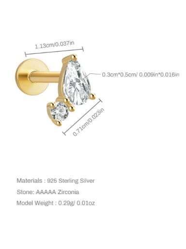 Single Gold 2 925 Sterling Silver Cubic Zirconia Water Drop Dainty Single Earring