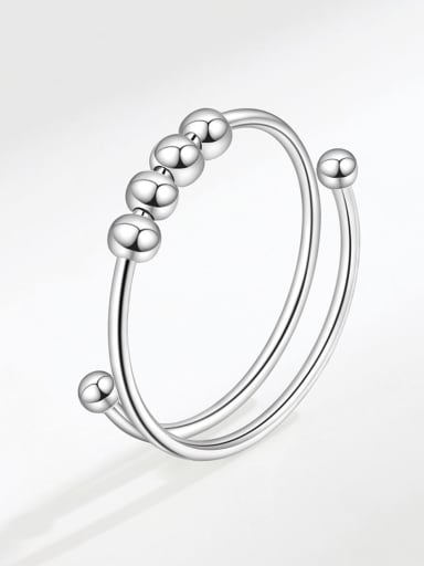 Silver sliding bead (PNJ576) 925 Sterling Silver Bead Geometric Minimalist Band Ring
