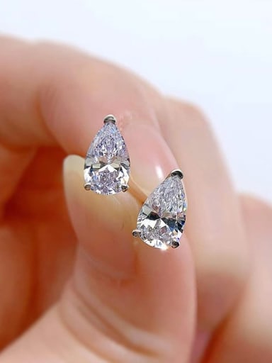 white 925 Sterling Silver High Carbon Diamond Water Drop Dainty Stud Earring