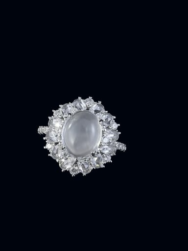 925 Sterling Silver Jade Geometric Luxury Band Ring