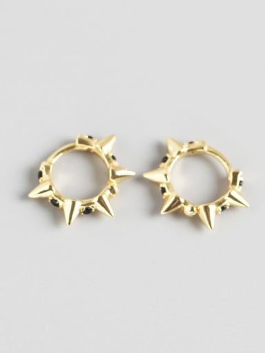 Gold 925 Sterling Silver Geometric Trend Huggie Earring
