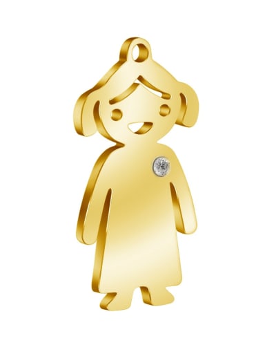 Girl - gold Color 304L Steel Boy or Girl Pendant, Width:14mm,Height:25mm