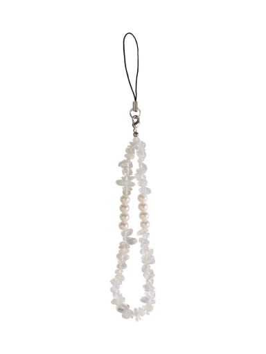 P68002 white Hand Woven Crystal Stone Beaded Charm Mobile Accessories