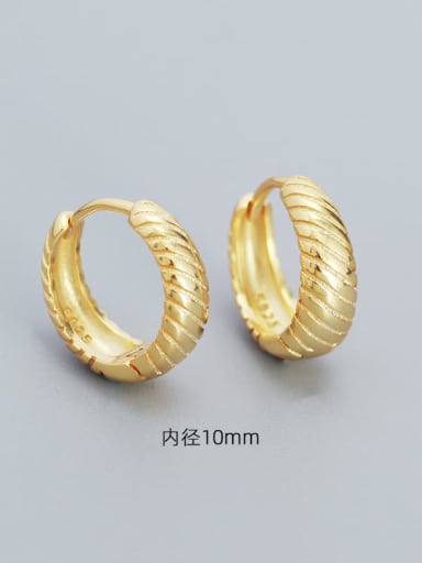 10mm (yellow gold) 925 Sterling Silver Geometric Minimalist Huggie Earring