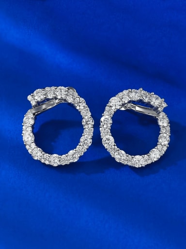 E506 White 925 Sterling Silver Cubic Zirconia Geometric Luxury Cluster Earring