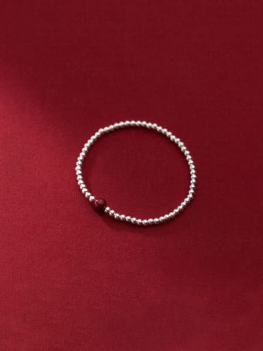 925 Sterling Silver Elastic rope Minimalist Handmade Beaded Bracelet