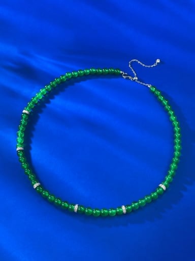 custom 925 Sterling Silver Jade Vintage Beaded Necklace