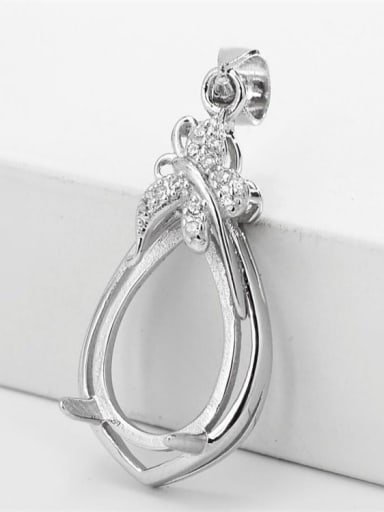925 Sterling Silver 18K White Gold Plated Water Drop Pendant Setting Stone size: 10*14mm