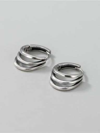 925 Sterling Silver Three Round Minimalist Huggie Earring