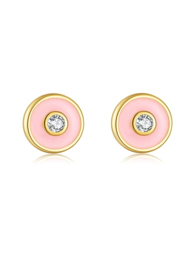 Pink Drip Glue 925 Sterling Silver Cubic Zirconia Enamel Evil Eye Trend Stud Earring