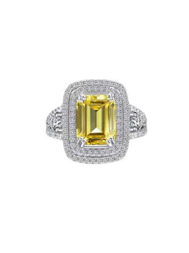 Yellow 925 Sterling Silver Geometric Luxury Band Ring