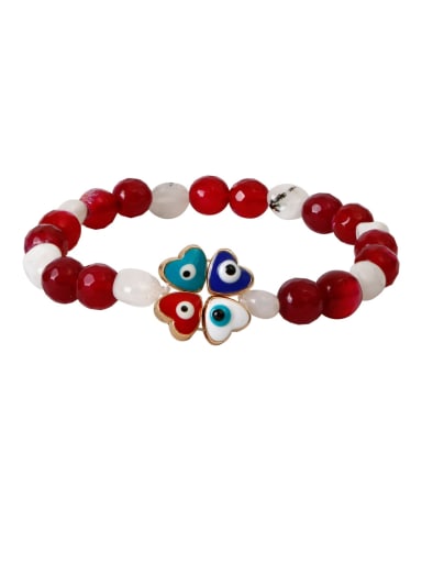 Red bc68005 Multi Color Carnelian Stone Evil Eye Trend Handmade Beaded Bracelet