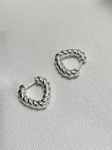 925 Sterling Silver Twist Heart Minimalist Huggie Earring