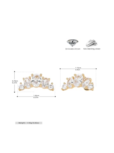 gold 925 Sterling Silver Cubic Zirconia Irregular Dainty Stud Earring