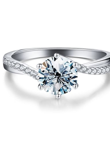 925 Sterling Silver Moissanite Flower Dainty Solitaire Ring