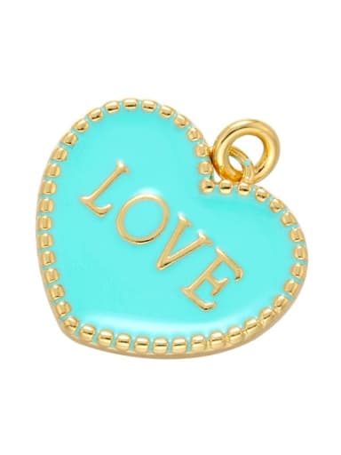 Gold background blue Heart Brass Enamel Trend Pendant