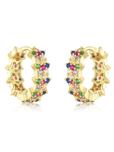 18K gold [color] star earrings 925 Sterling Silver Cubic Zirconia Geometric Trend Hoop Earring