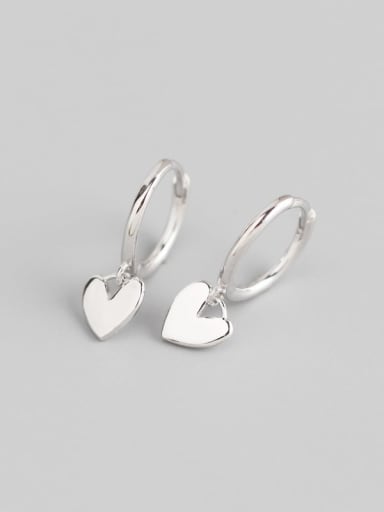 Platinum 925 Sterling Silver Heart Trend Huggie Earring