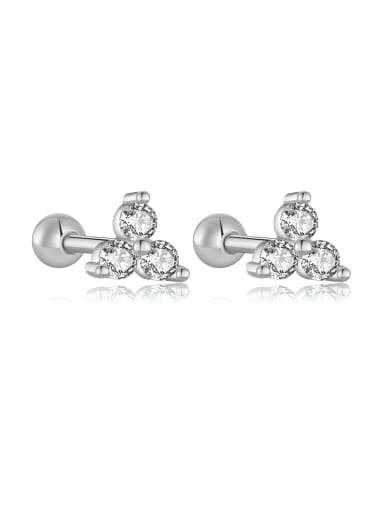 Platinum (White Stone) 925 Sterling Silver Cubic Zirconia Geometric Dainty Stud Earring