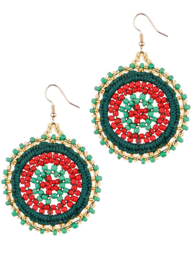 Alloy Bead embroidery threads Round Bohemia Hand-Woven Drop Earring