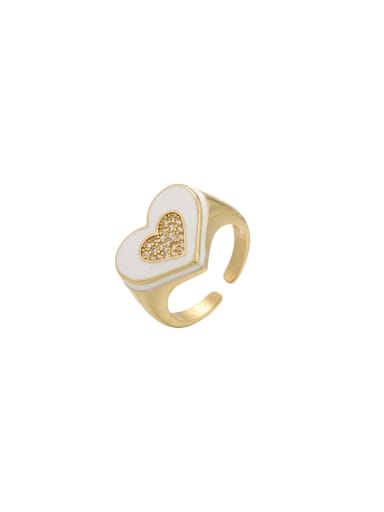 Brass Enamel Rhinestone Heart Trend Band Ring