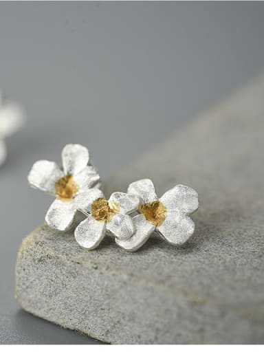 925 Sterling Silver garland flowers Artisan Stud Earring