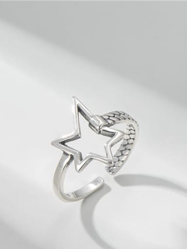 925 Sterling Silver Hollow Five Pointed Star  Vintage Band Ring