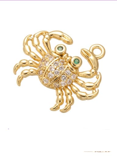 B2 Golden White Diamond green eye Brass Cubic Zirconia Micro Inlay crab Pendant