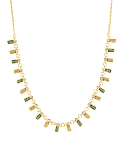 18k gold [yellow green] 925 Sterling Silver Cubic Zirconia Geometric Minimalist Necklace