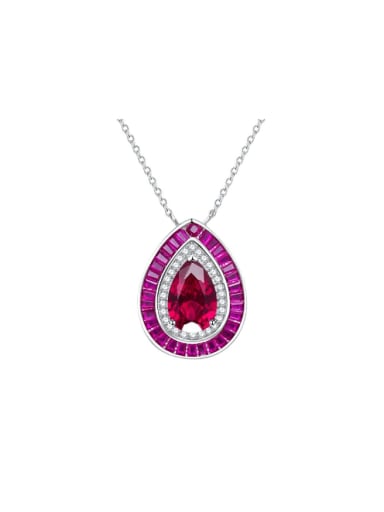 N206 Red 925 Sterling Silver High Carbon Diamond Water Drop Luxury Necklace