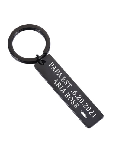 black Rectangle Stainless steel Minimalist Key Chain Pendant